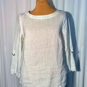 Charter Club Cream Blouse with Button Accents